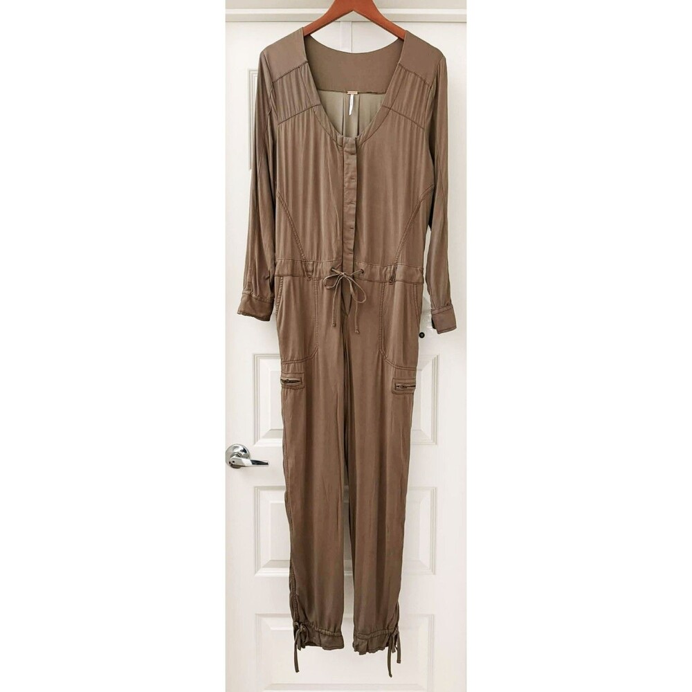NEW Free People sz. 6 S / M Utility Jumpsuit Olive Green Women's Pockets Casual
